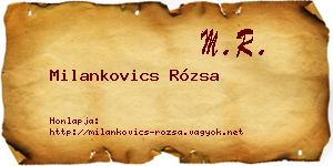 Milankovics Rózsa névjegykártya